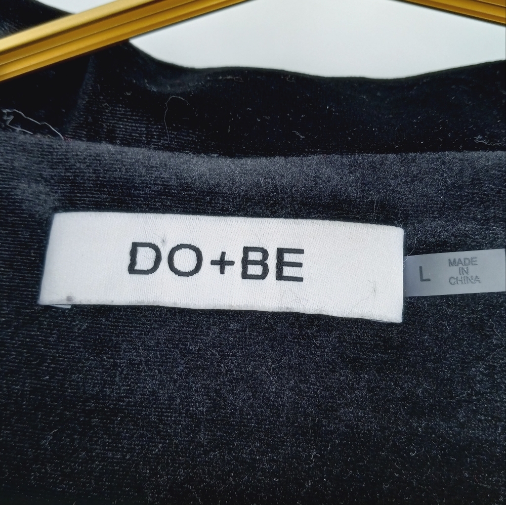 DO+BE Luxurious Black Velvet Notched Lapel Blazer Jacket With Pockets L - Picture 2 of 4